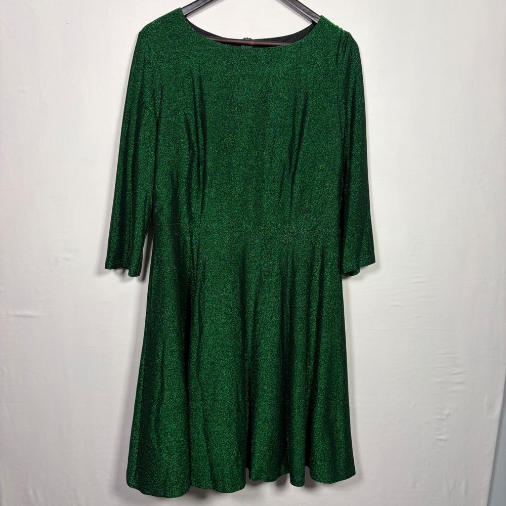 Dress Tells Green Glitter Metallic Cocktail Christmas Holiday Party Dress 2XL